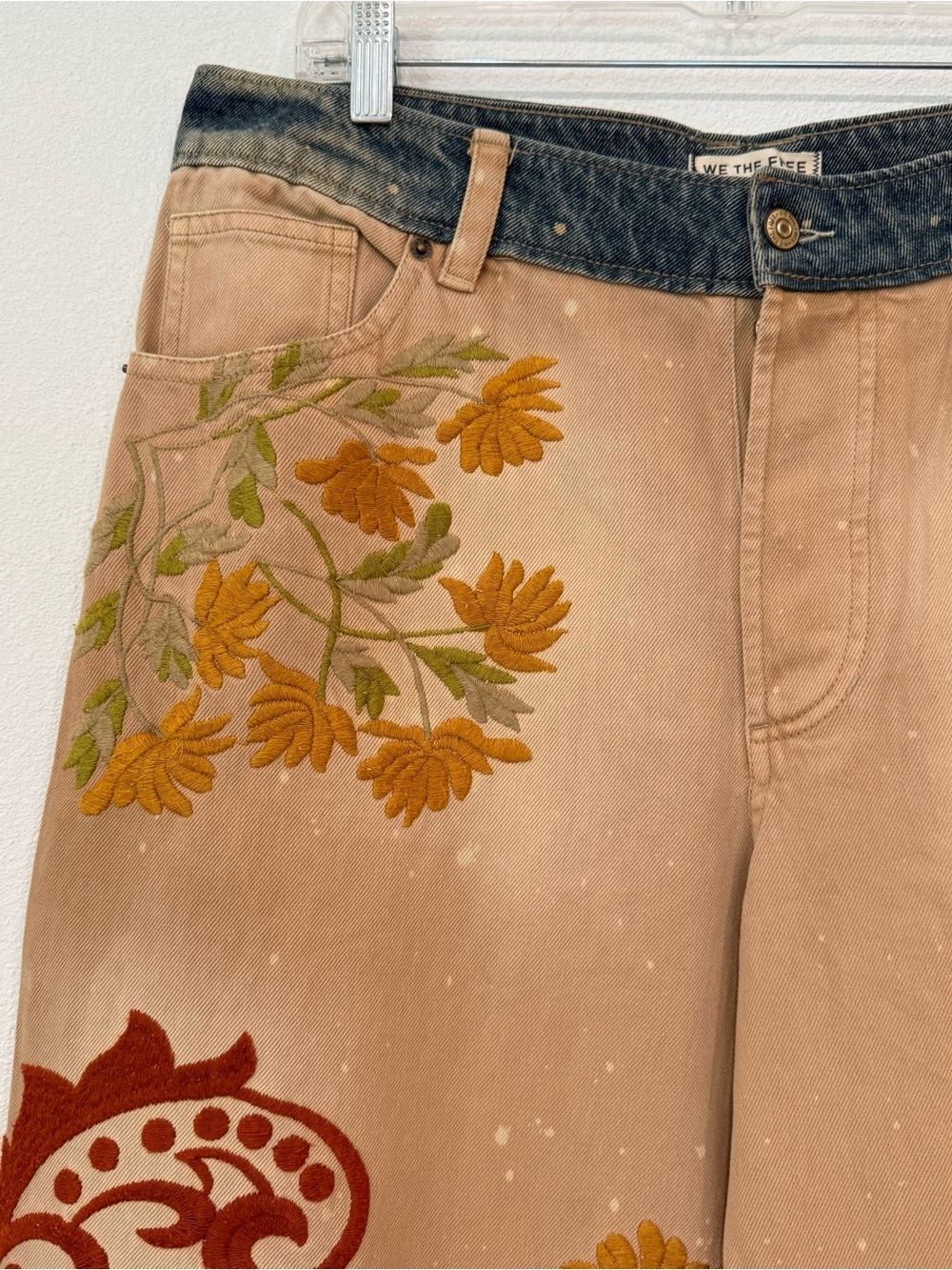 NWT Free People We the Free Falling Love Wide-Leg Jeans Morning Star Cream 32 - Picture 7 of 16